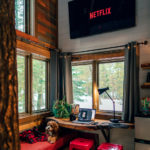 netflix on tv in a cabin